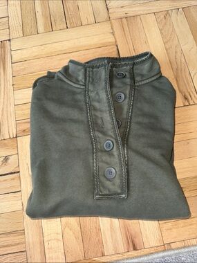 Aerie Oversized Olive Green Button Henley Top